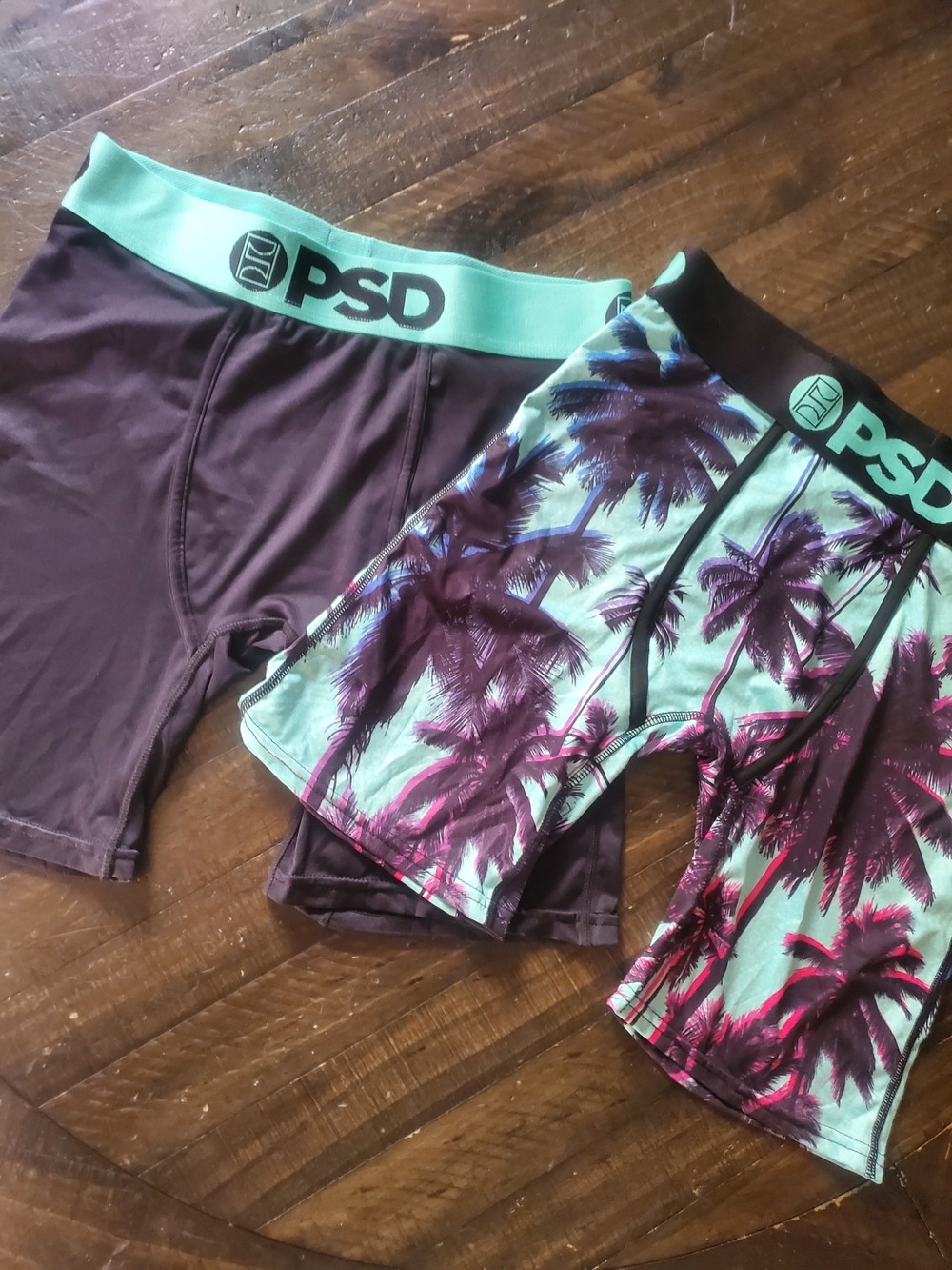 PSD Men's Black & Mint Palm-Print Boxer Briefs